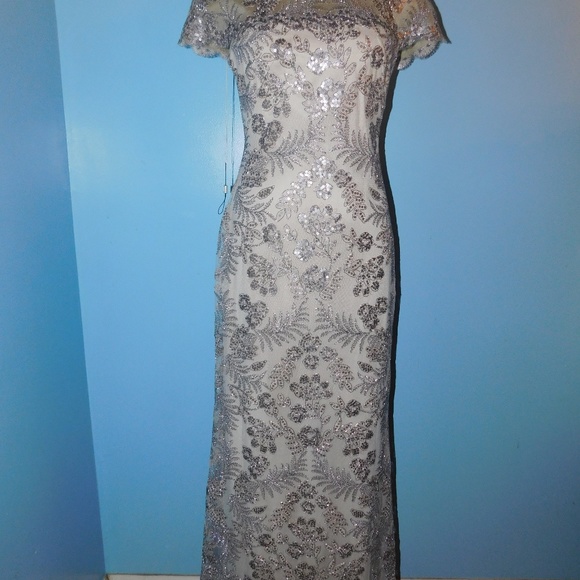 Tadashi Shoji Illusion off the Shoulder Lace Gown